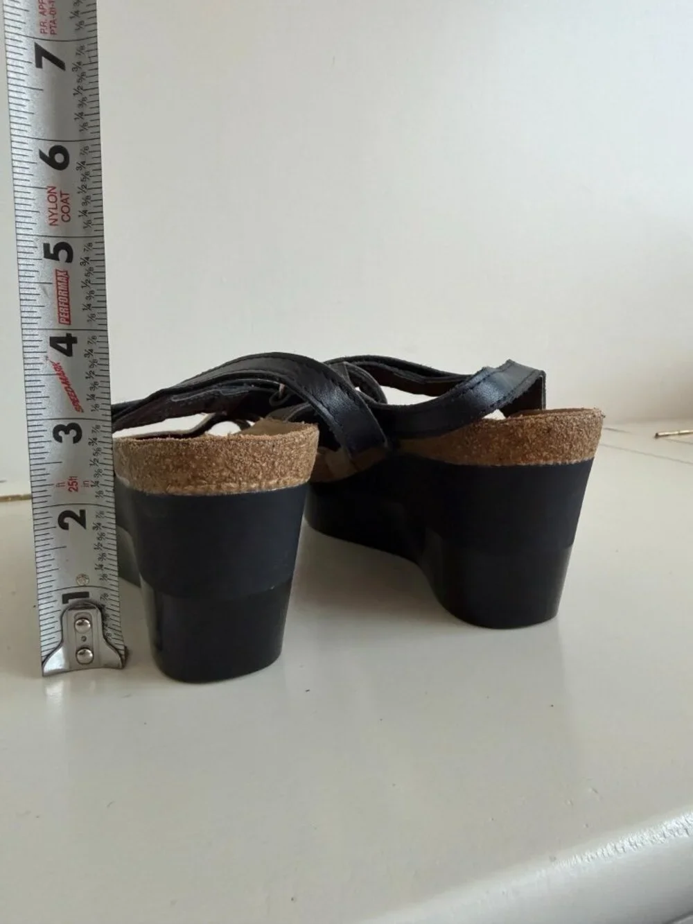 Naot Pixie Black Beige Leather Comfort Wedge Sandals EU 36